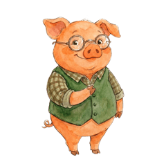 Truffles the pig with a gentle, reassuring smile